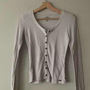 Long sleeve white hollister top